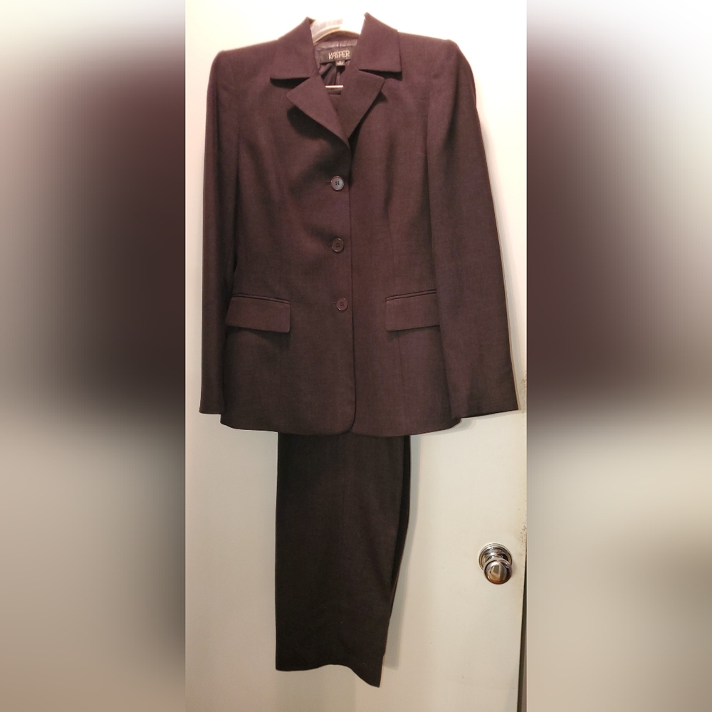 Womens Kasper 2pc Pantsuit In Dark Gray, Size 8